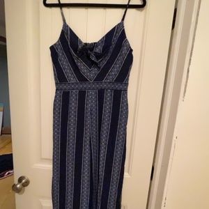 navy, tie front, jumpsuit